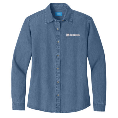 Port & Co™ Women's Long Sleeve Value Denim Shirt Thumbnail